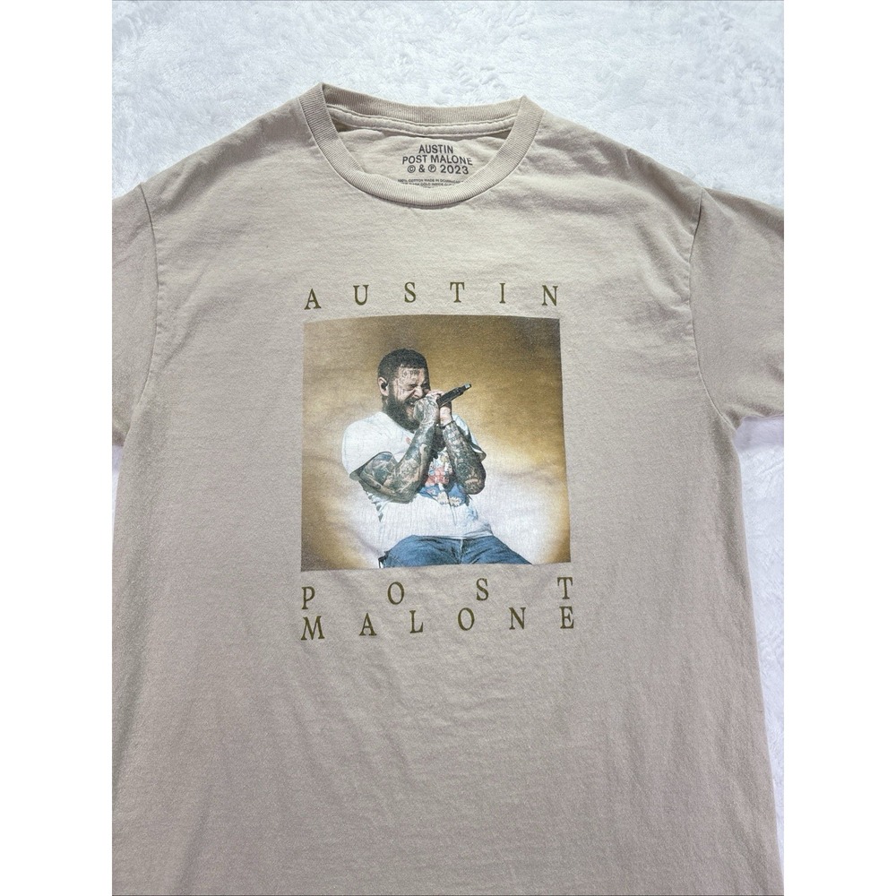 Austin Post Malone Shirt Mens Medium Beige 2023 Austin Graphic Concert Tee
